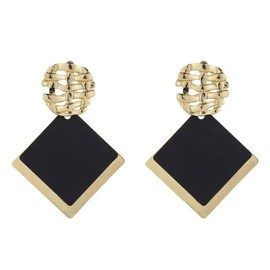 Black earrings statement dangle earrings for women black gold earrings earrings for women trendy (BG:03)