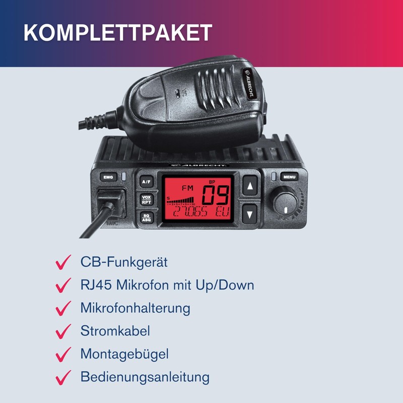 Albrecht AE6290 CB Radio, 12629, with Integrated Repeater/Relay Function, 12/24V,