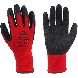 ACTIVE GEAR Work Gloves, Safety PROTECTIVE GLOVE, XL, Red, 8 pairs, Polyester Blend, Tear & Cut Resistant, for Construction, Mechanic, Gardening