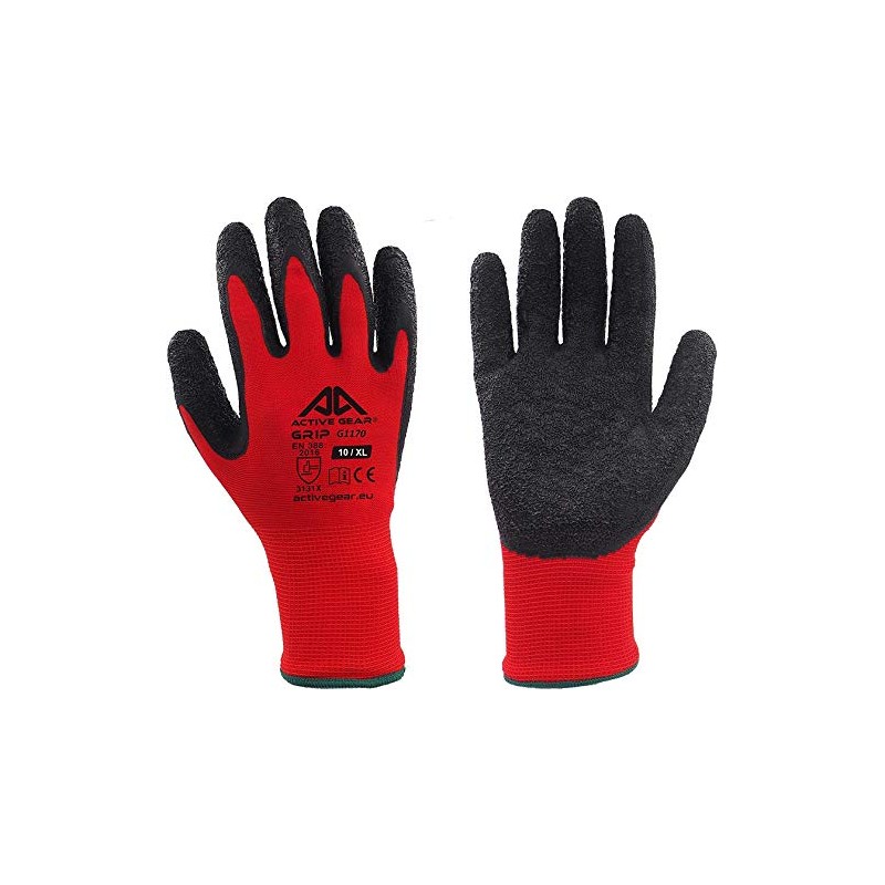 ACTIVE GEAR Work Gloves, Safety PROTECTIVE GLOVE, XL, Red, 8