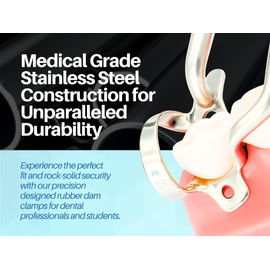 ARTMAN Instruments Rubber Dam Clamps Set of 12 with Autoclavable Organizer Stand Rack – Dental Isolation Tools for Professional Use