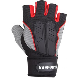 GW SPORTS Weight Lifting Training Gym Gloves, Wrist Wrap Type, Grip Specification, black