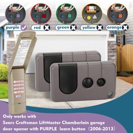 2 for Sears Craftsman Garage Door Remote &1 for Universal Garage Door Opener Keypad,Key Chain Garage Door Opener Remote 139.53753 53753 139.18191 HBW2028 371LM, for Purple Learn Button ONLY(2006-2013)