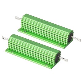 PATIKIL 100W 1 Ohm Aluminum Shell Resistor, 2 Pack Aluminum Housing Resistor Housed Case Wirewound Resistors Screw Tap Power Resistor 5% Tolerance, Green