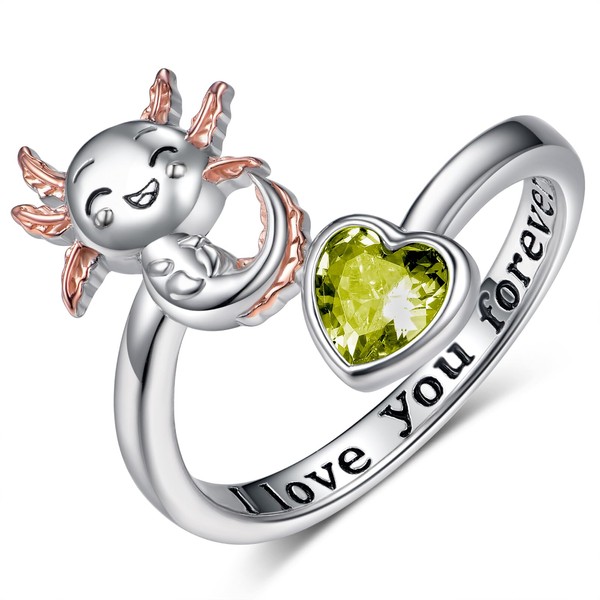 SCZKLAQ Axolotl Ring 925 Sterling Silver Axolotl Open Ring Cute