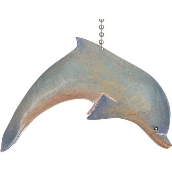MTI Coastal Nautical Bottlenose Dolphin Whitewashed Carved Wood Ceiling Fan Pull