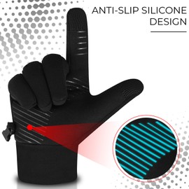 SAWANS Winter Gloves Men Women Touchscreen Running Gloves Non-Slip Grip Soft warm Thermal Sports Gloves Elastic Cuff Windproof Driving Cycling Climbing Outdoor Skiing Hiking (Black, L)