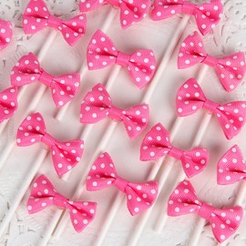 INNORU [Pack of 18 Children's Birthday Baby Shower Party Bow Dots Cupcake Toppers Cake Decoration Supplies