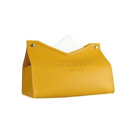 LOYELEY Tissue Case, Stylish, Scandinavian Design, Cover, Tissue Box, PU Leather, Soft Pack, Interior Gap, Storage Case, Washroom Storage (Yellow)