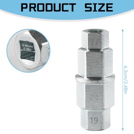 Lotsdonxia Tire Hex Shaft, Recessed Quad Sleeve, 4-in-1 Steel Front Wheel Spindle Removal 17mm, 19mm, 22mm, 24mm Repair Tool for Motorcycles (Silver)