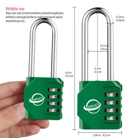 SISAV Combination Lock 2.5 Inch Long Shackle 4 Digit Outdoor Combination Padlock for School Gym Locker,Sports Locker,Fence Gate,Gate,Hasps and Toolbox(Green,2 pack)