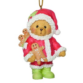 Roman Cherished Teddies, Santa Teddy Bear Ornament, 3.25" H, Resin and Wollastonite, Durable, Collectible Decoration, Decorative Figurine, Home Décor