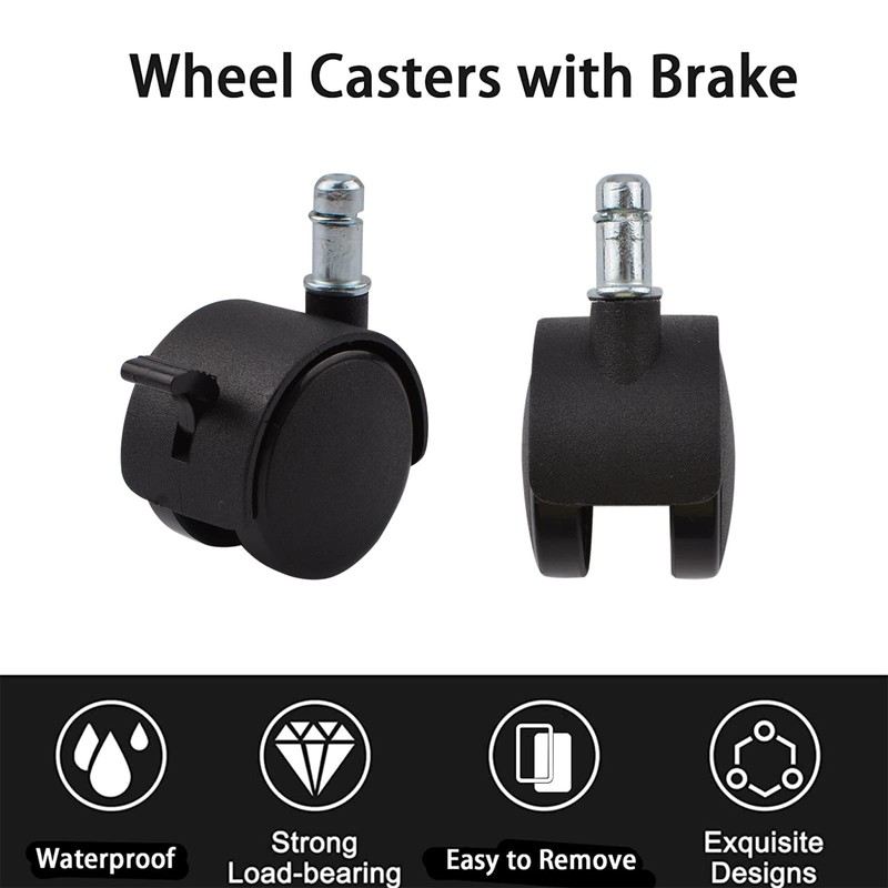 INCREWAY Nylon Caster Wheels 50mm, 5Pcs Threaded Caster with Brake