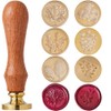 CRASPIRE Leaf Wax Seal Stamp Set 6 Pieces 25mm Brass