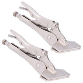 2Pcs Flat Locking Pliers, 8in Adjustable Locking Sheet Metal Clamps Steel Flat Head Vise Locking Grip Pliers Multifunctional