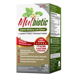 LABO Nutrition- Cápsula Mulbiótica, Extracto Orgánico de Hoja de Morera  Probiótico LactosPoro y Prebiótico de Fenumanano, fo                         