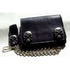 Biker Leather Wallet H.D. Skull Silver Leather Colour Black with
