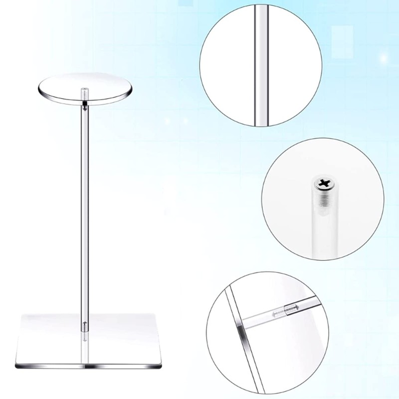 Your's Bath 2Pcs Acrylic Hat Stand Wig Display Rack Clear