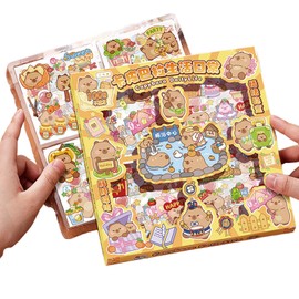 100 Sheets Cute Capybara Stickers Kawaii Cartoon Stickers for Kids Girls Boys Women Waterproof Sticker Small Funny DIY Decorative Adhesive Sticker for Crafts Scrapbook (Capybara-1)