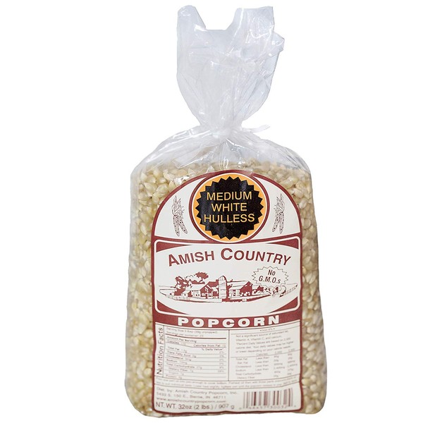 Amish Country Popcorn | 2 lb Bag | Medium White Popcorn Kernels | Old Fashioned with Recipe Guide (Medium White - 2 lb Bag)