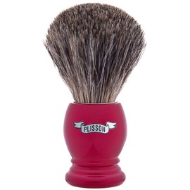 PLISSON – Rasierpinsel aus qualitativem Dachshaar – Für die Nassrasur – Größe 12 – Griff aus Acetat in Perlrot – Russian Grey – Made in France