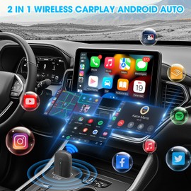Wireless CarPlay Android Auto Adapter: 2 in 1 Wireless Car Dongle with USB Type-C Plug-Play for Factory Wired CarPlay Android Auto to Wireless