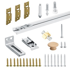 KOVOSCH 30-Inch Bifold Door Hardware Kit with Track, Closet Door Track Repair Tool Kit, Metal Track Kit for Door Use, White, Boxed