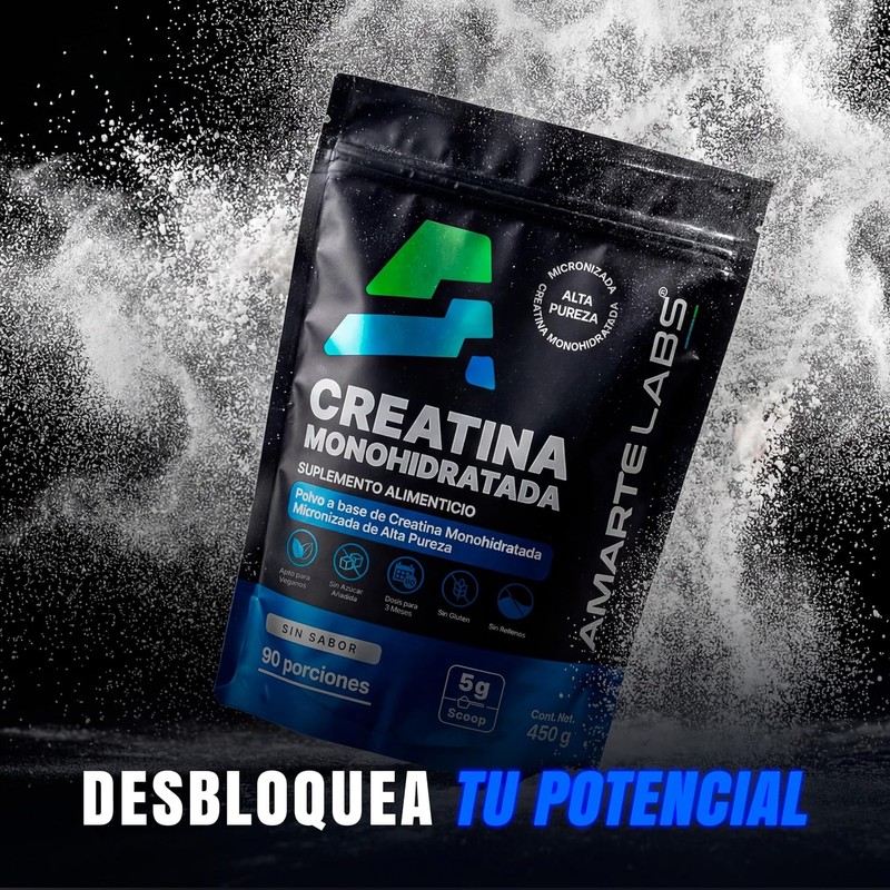 AMARTE LABS Pure Micronized Creatine Monohydrate Powder, Unflavored Strength &