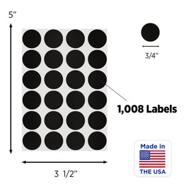 ChromaLabel 0.75 Inch Round Label Permanent Color Code Dot Stickers, 1008 Pack, 24 Labels per Sheet, Black