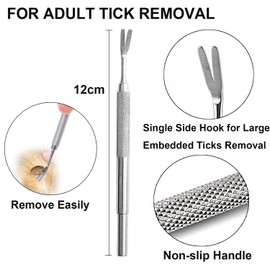 EasyULT 3PCS Tick Remover Tool Set, Tick Removal Tool, Stainless Steel Tick Remover, Tick Hook Kit Included Removal Tweezers+ Tick Shovel, for Animals, for Humans, Dogs, Cats