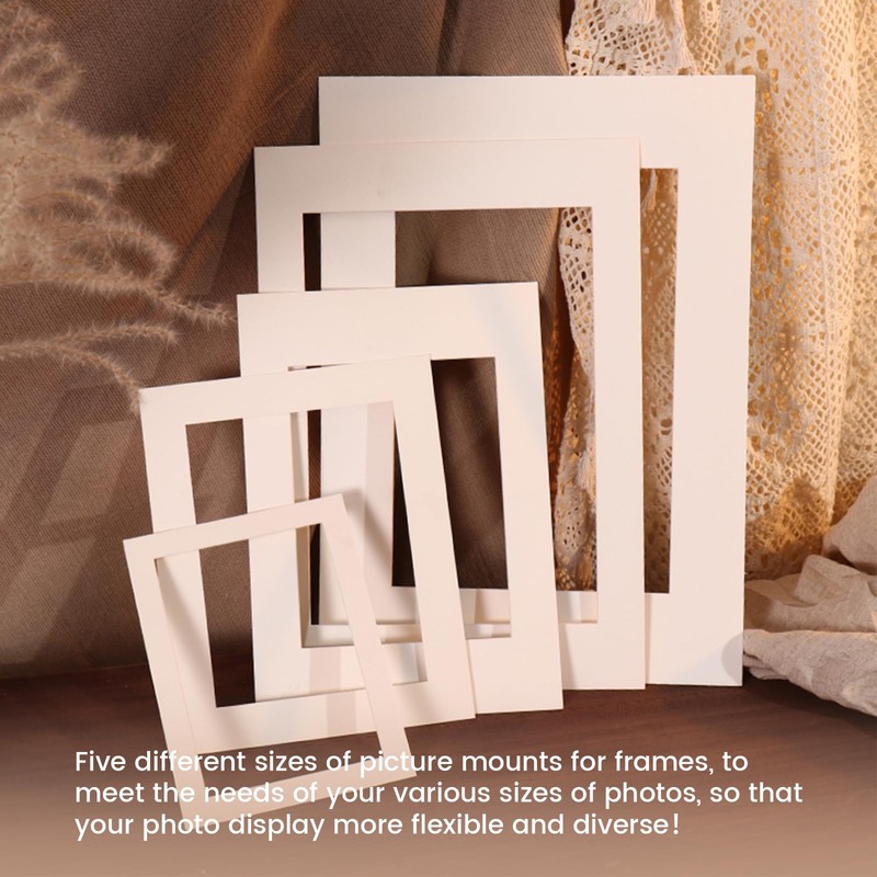 10 PCS White Picture Mounts, 5 Sizes Photo Mounts Mats