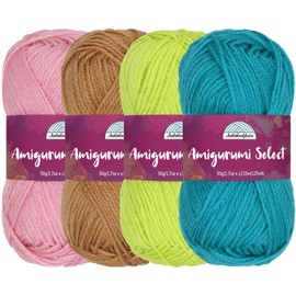 Amigurumi Select 100% Acrylic Craft Yarn Skeins Crochet and Knitting Projects - Acrylic Fingering Weight - Shades of Contrast Colours B - 4 Skeins