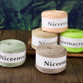 Niceemacra 2 Skeins of Crochet & Knitting Yarn for Beginners 1.5mm x 150m,100% Cotton Rope 1.5mm Crochet Bag Cord Crochet Thread for Knitter (Inulin)