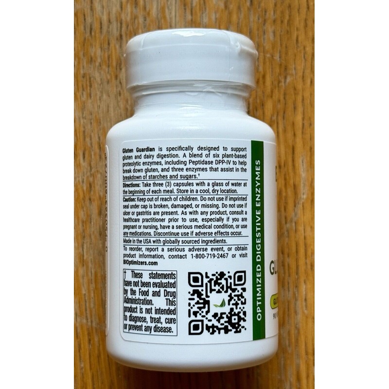 Bioptimizers Gluten Guardian, & Dairy Digestive Suppoort - 90 Capsules