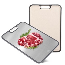 Titanium Cutting Board with Smooth Dual-Sided Surface, GR2 Titanium & Wheat Straw PP, Easy-Clean, Non-Slip, Dishwasher Safe, Large Cutting Board for Fruits, Vegetables & Meat