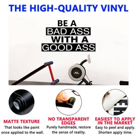 SEATUNE Gym Wall Stickers - Motivational Wall Decals - Quotes Inspirational Women - Bedroom Living Room Family Decorative Home Vinyl Decor Art Stickers Saying, Be A Bada$s with A Good A$s 36.2"X21"