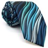 Shiraku to Wing Men's Necktie, Wavy, Blue, Floral, Silk, Green,