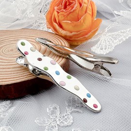 Y2k Hair Clips for Girls Women Hair Silver Wave Hair Clip Hairpin Polka Dot Decor No Slip Barrettes for Women Thick Thin Curly Hair Accessories for Womens Barrettes 2000s fashion hair Accessories 2pcs