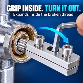 1/2-Inch & 3/4-Inch Broken Pipe Thread Extractor with Adjustable Dual Screw Design and Hex Key