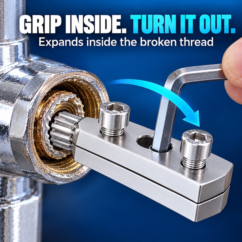 1/2-Inch & 3/4-Inch Broken Pipe Thread Extractor with Adjustable Dual