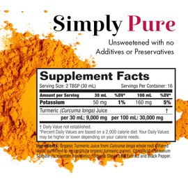 Dynamic Health Turmeric Gold | for Joint Health & Strength | Turmeric 100% Juice | No Gluten & Vegetarian | 16 oz