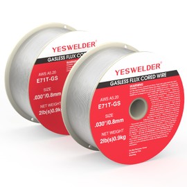 YESWELDER Flux Core Gasless MIG Wire, E71T-GS Mild Carbon Steel .030-Inch Diameter 2-Pound, Strong ABS Plastic Spool Welding Wire (2 Packs)
