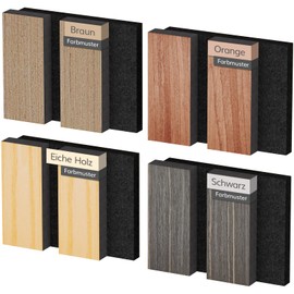 TONOR Acoustic Panels Wood Colour Sample Pack of 4 10.5 x 7.5 x 2.1 cm Wooden Panels Wall, Decorative Wall Panels Wood Look for Sound Insulation Sound Insulation 4 Colours