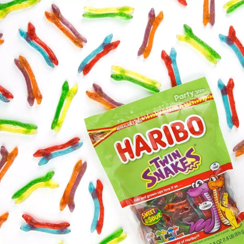 Haribo of America Twin Snakes Gummi Candy Sweet & Sour