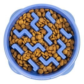 Outward Hound Fun Feeder Slo Bowl, Slow Feeder Dog Bowl, Medium, Blue