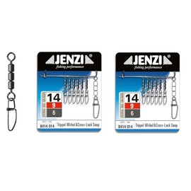Set of 2 packs (8-12 pieces) Jenzi high-speed swivel fastlock carabiner from Jenzi, black nickel, 9, 12, 18, 25 kg + free Petri Heil! sticker (size 14, 9 kg)
