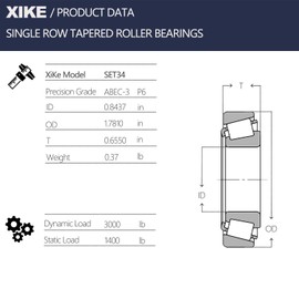 SET Automotive - Juego de rodamientos para eje trasero (2 unidades, SET34-ID 0.85" x OD 1.75")