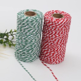 Twine String,656 Feet Christmas Twines Bakers String Rope Craft Making Knitting Tags Twine Butchers Twine Macrame DIY Wedding Decor Supply Gift Wrapping String Rope (Red White+Green White)