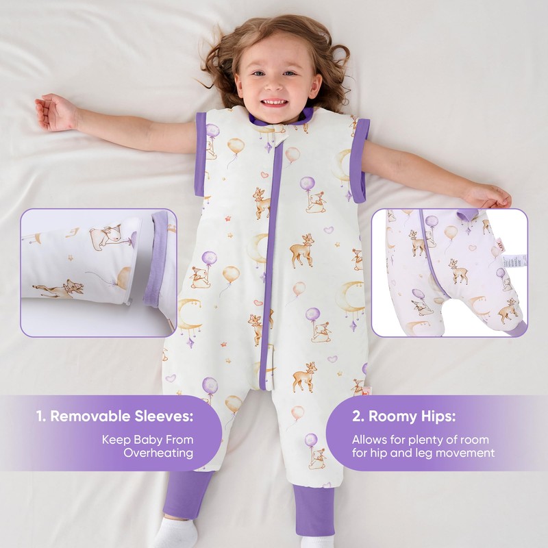 LAT Baby Sleeping Bag with Feet Removable Sleeves, 2.5 TOG