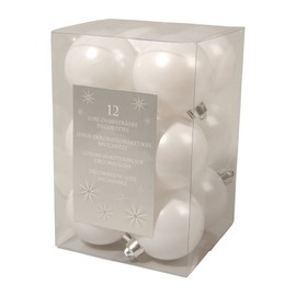 12 Christmas Tree Baubles, 60 mm Plastic Christmas Decoration Baubles